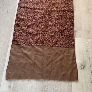 Pink collection 100% wool scarf paisley floral brown maroon or‎ table runner
